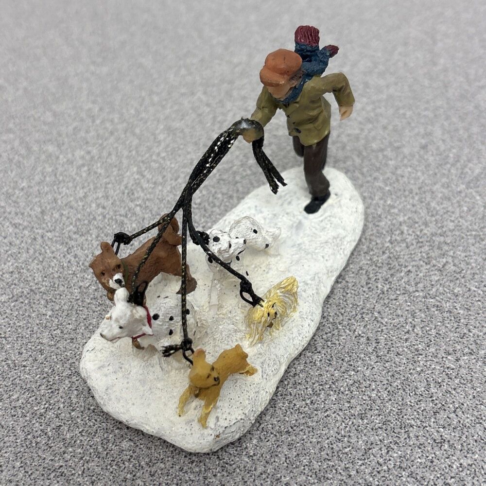 Lemax Christmas Village Figurine, Dog Walker Pulled By 5 Dogs